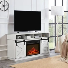 FunniHomi Fireplace TV Stand for up to 65", Entertainment Center w/ 4 Drawers