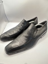 Florentino Mens Black Leather Slip On Dress Shoes Square Toe Loafers Size 10,5