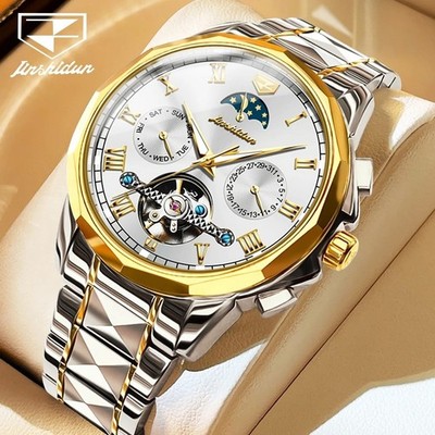 Automatic Mechanical Watch Waterproof Moon Phase Luxury Dial Men Men's Strap