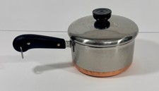Vintage Revere Ware Pre 1968 Copper Bottom Saucepan 1.5 qt With Lid & Black Hand