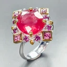 Top red  7 ct Ruby Ring 925 Sterling Silver Size 8 /R460305