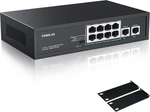 8 Port Full Gigabit Poe+ Interrupteur avec oreilles de montage à rack, avec 2 Gigabit Lien supérieur