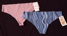  TWO PACK  Jockey Invisible Edge Microfiber Thongs - Retro Blue Wave - MEDIUM