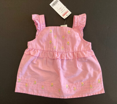 NWT Gymboree Sunflower Fields 3-6 Months Embroidered Pink Flutter Sleeve Top