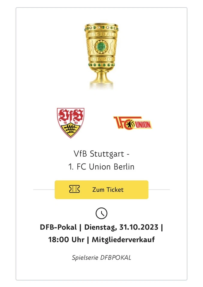 VFB Stuttgart vs Union Berlin DFB Pokal - Bild 1 von 1