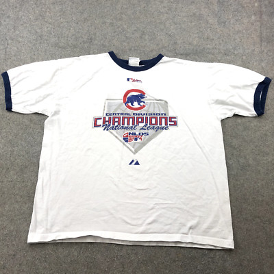 Vintage Chicago Cubs Shirt Mens XL White NLCS Champions Short Sleeve Ringer Y2K