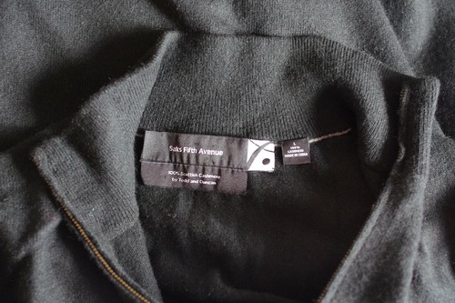 Saks Fifth Avenue Scottish Cashmere Green Zip Up Sweater Men's Size:L (fit M) - Picture 2 of 3