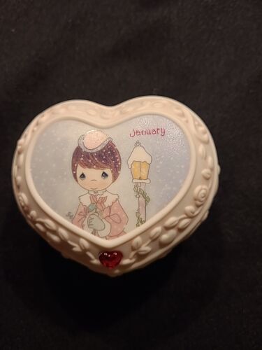 Avon Precious Moments Porcelain Birthstone Trinket Box- January   - Picture 1 of 9