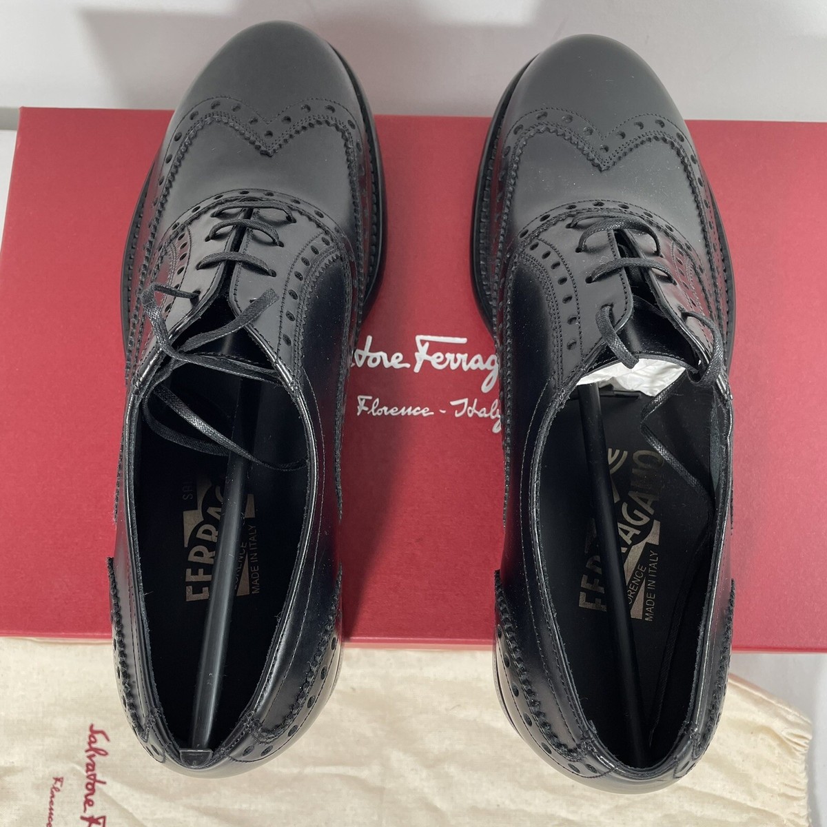 New Salvatore Ferragamo Mens Wingtip Oxford Brogues Size 7.5 