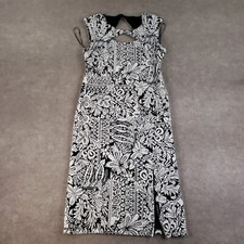 Anthropologie Jacquard Cut-Out Midi Dress Womens Large Black WhiteKeyhole Cutout