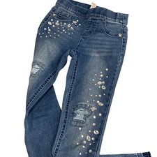 Girls Justice skinny jeans distressed with rhinestones, size 10, NWOT