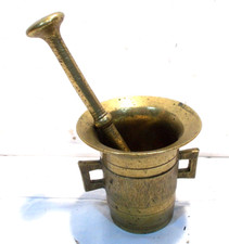 M&ouml;rser mit Pistill gro&szlig;er Messing Apothekenm&ouml;rser 2 Griffe 60er 70er Jahre (1)