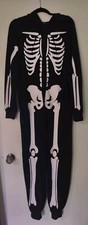 Just Love Skeleton One PC Full Body Hooded Fleece Costume Pjs Men's Adult Medium