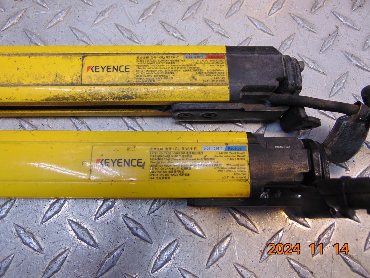 SET* KEYENCE LIGHT CURTAINS GL-R32H-T TRANSMITTER & GL-R32H SET* KEYENCE LIGHT CURTAINS GL-R32H-T TRANSMITTER & GL-R32H