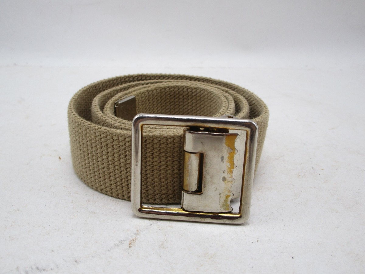 Beige Nylon Web Belt Mens Size 28 Silver Tone Buckle | eBay