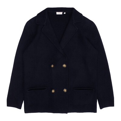 Seltene Vintage 80er Jahre Celine Navy Wolle Strickjacke - Größe 46 Large