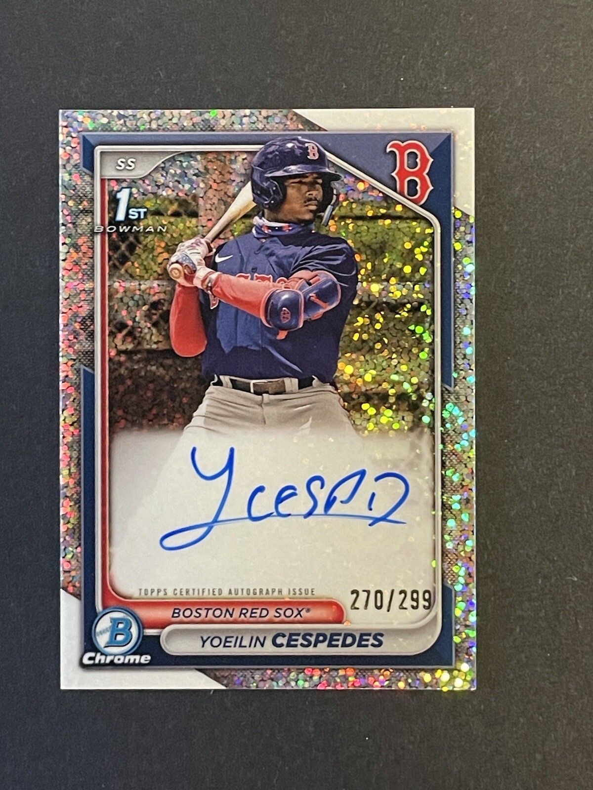 2024 Bowman Chrome Yoeilin Cespedes 1st Auto Sparkle Refractor 270/299 Red Sox
