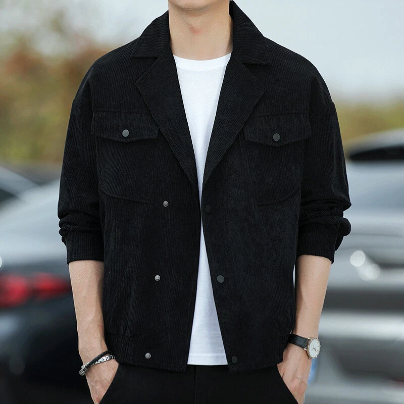 Lapel corduroy solid color coat sale