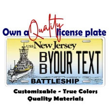 New Jersey Battleship License Plate Frame Bike Moped Car Key chain Luggage Tag