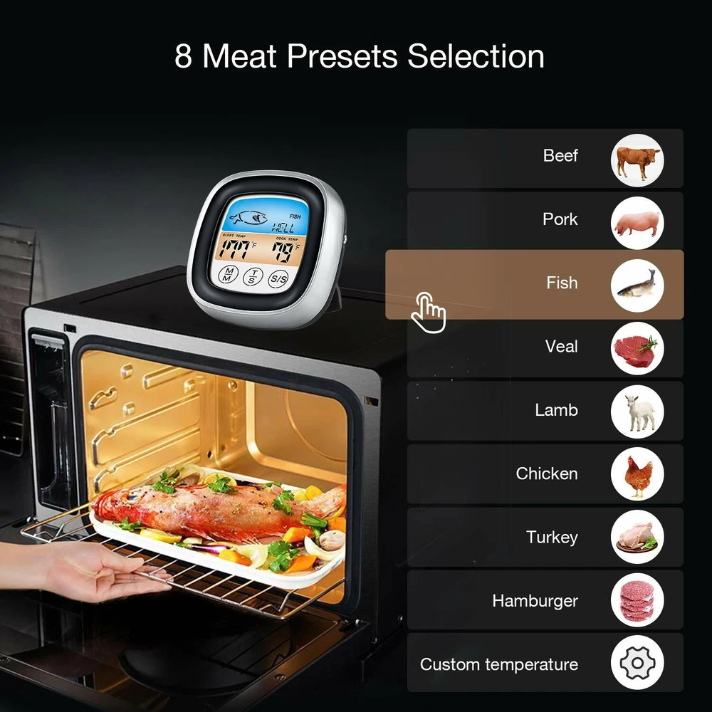 Digital Meat Thermometer,color Instant Read Timer Alarm Cooking Steak Smoker BBQ