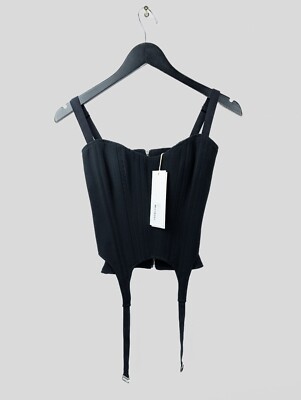 NWT DION LEE Women's Sz US 0 XS Arch Longline Corset Black Cady