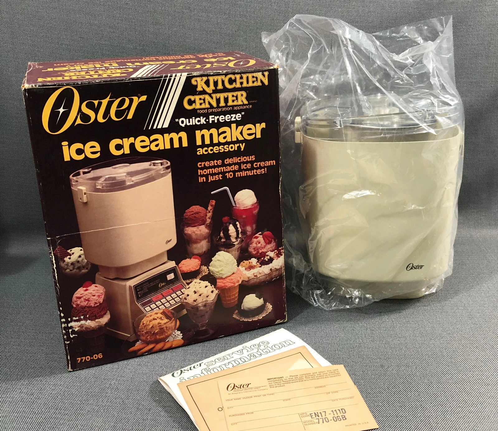 Oster Kitchen Center Ice Cream Maker Accessory Model #770-06