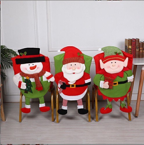 Weihnachten Stuhlhussen Mütze Stuhlabdeckung Stuhlbezug Weihnachtsmann Dekor. - Picture 7 of 13