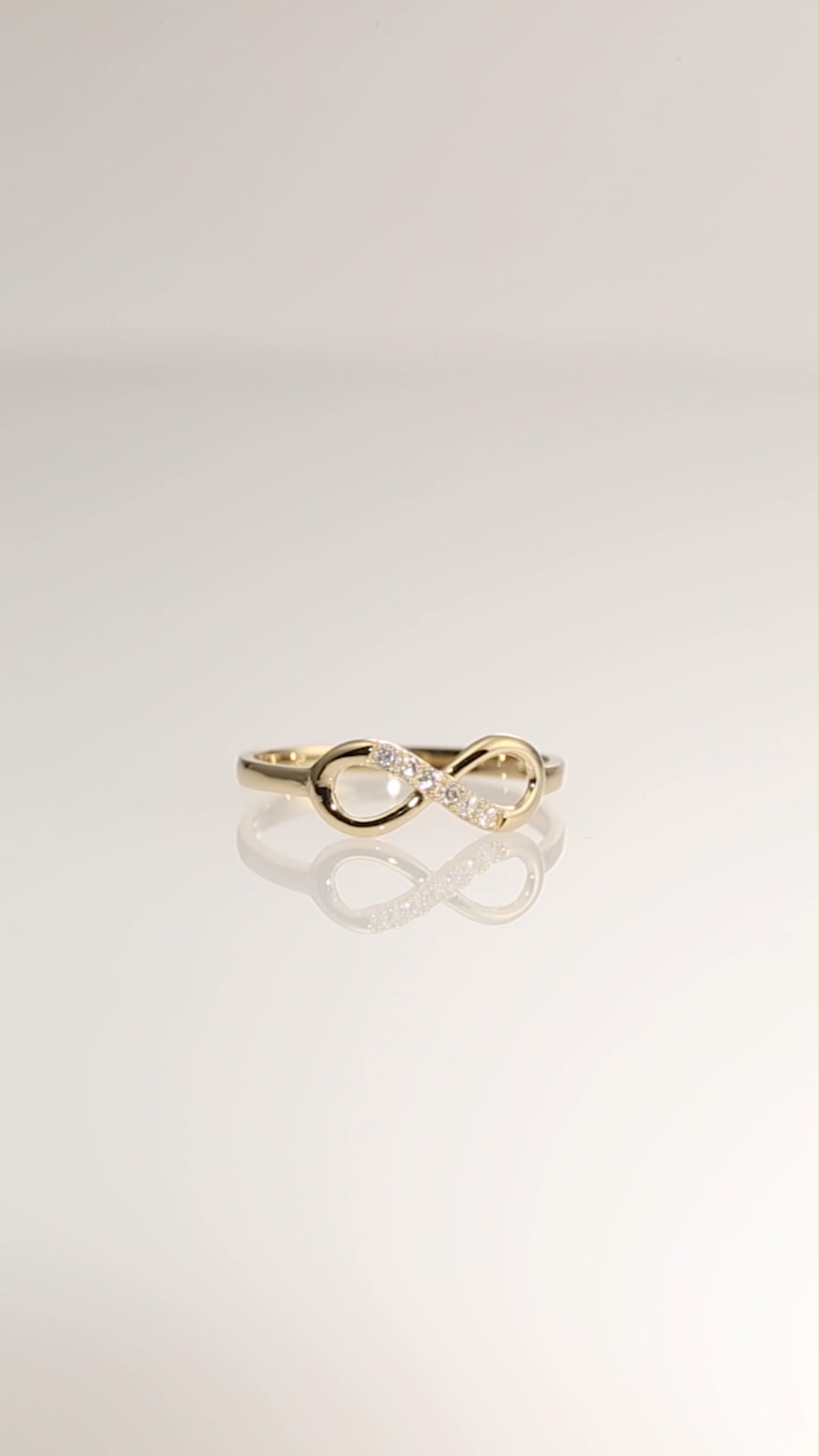 10K Real Solid Yellow Gold Forever Infinity CZ Ring Dainty Minimal Band ...