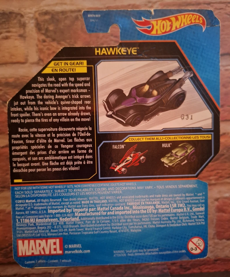 Hot Wheels 2013 Character Cars Marvel Avengers Hawkeye - Image 2 of 3
