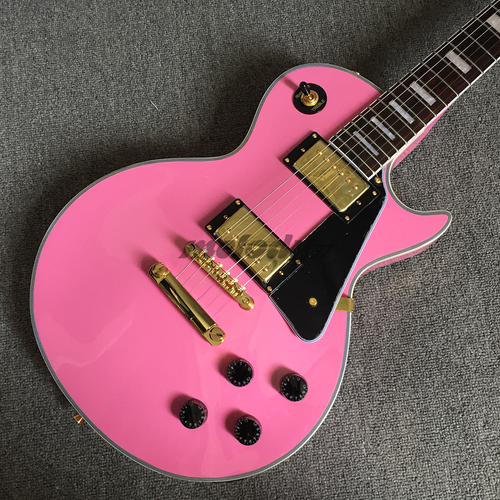 black and pink guitar