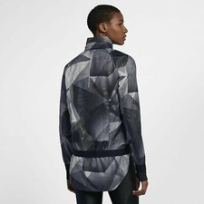 New Women's Nike Shield Hooded Running Jacket Black  Reflective L/CJ551-010