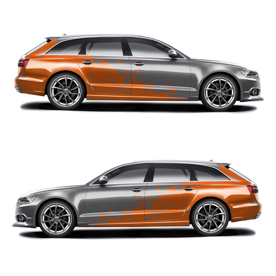 2er Set Auto Aufkleber Mosaik Scherben 200x60cm Geometrisch KX074 Órange - Bild 2 von 4