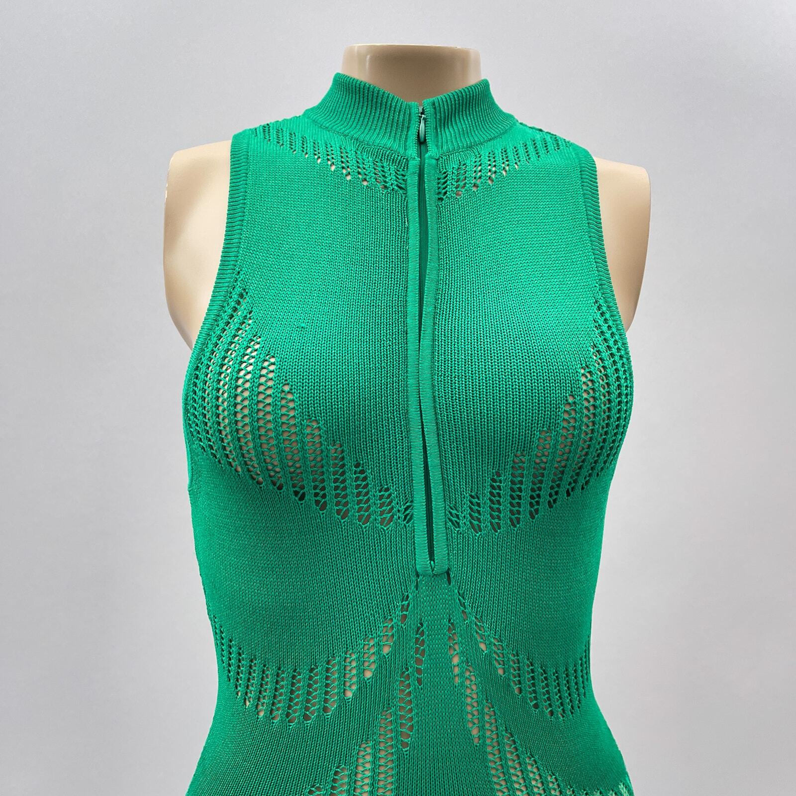 Maniere De Voir Jumpsuit Women S Kelly Green Contour Knit Skinny Playsuit Zip image 2