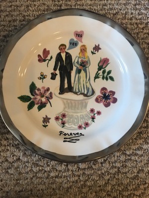 Mwt Anthropologie Nathalie Lete Bride Groom Wedding Forever Plate Ebay