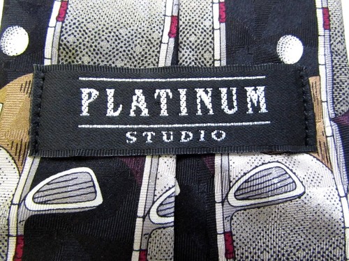 Corbata para hombre Platinum Studio 100 % seda corbata gráfica palos de golf - Imagen 4 de 6