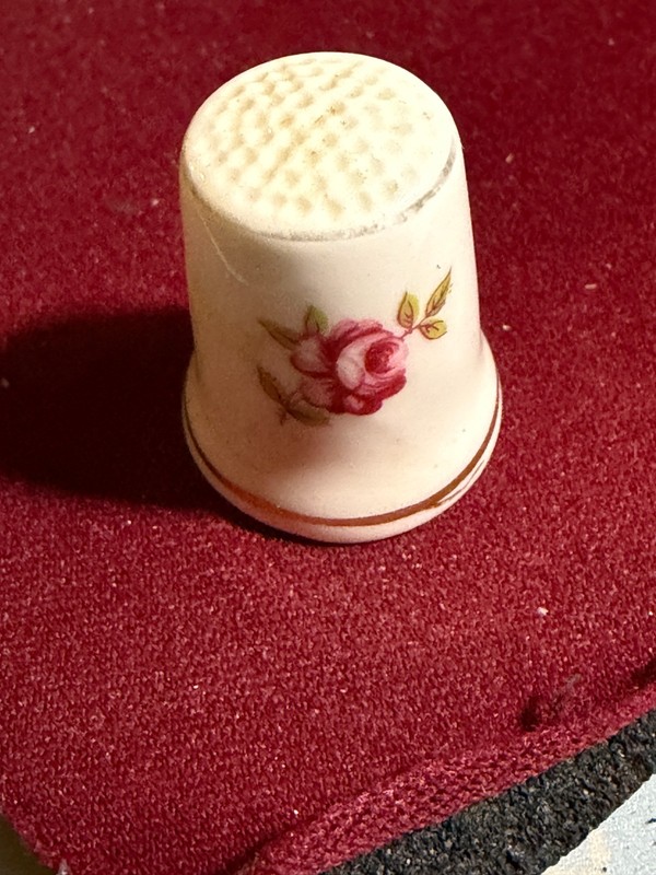 Royal Adderley Bone China Pink Rose Flower Sewing Thimble Made In England
