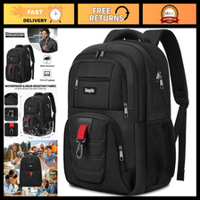 Black Backpack for Men Women, 15.6" Laptop Bag, Water-Resistant, School Trav
