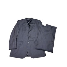 JOS A BANK Mens 44L Charcoal Windownpane Plaid Wool Suit Jacket Pants Set 38x31