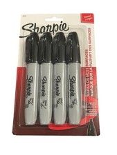 Sharpie Permanent Markers, Large, Chisel Tip, Black, 4 Count - Marks on Paper