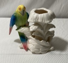 Vtg Colorful Parakeet Perched on A Foliage Sh...