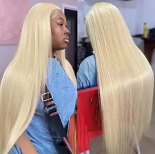 Lace Front Wig 28 Inch Blonde Real Human Hair 613 Pre Plucked 13x6 Straight Wigs