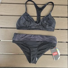 TYR Womens  Black Canopy Stella Top & Riva Bikini Bottom Bikini SZ S New Sample