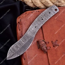 8" Custom Hand-Forged Damascus Steel Blank Blade Knife Making Hunting Skinner