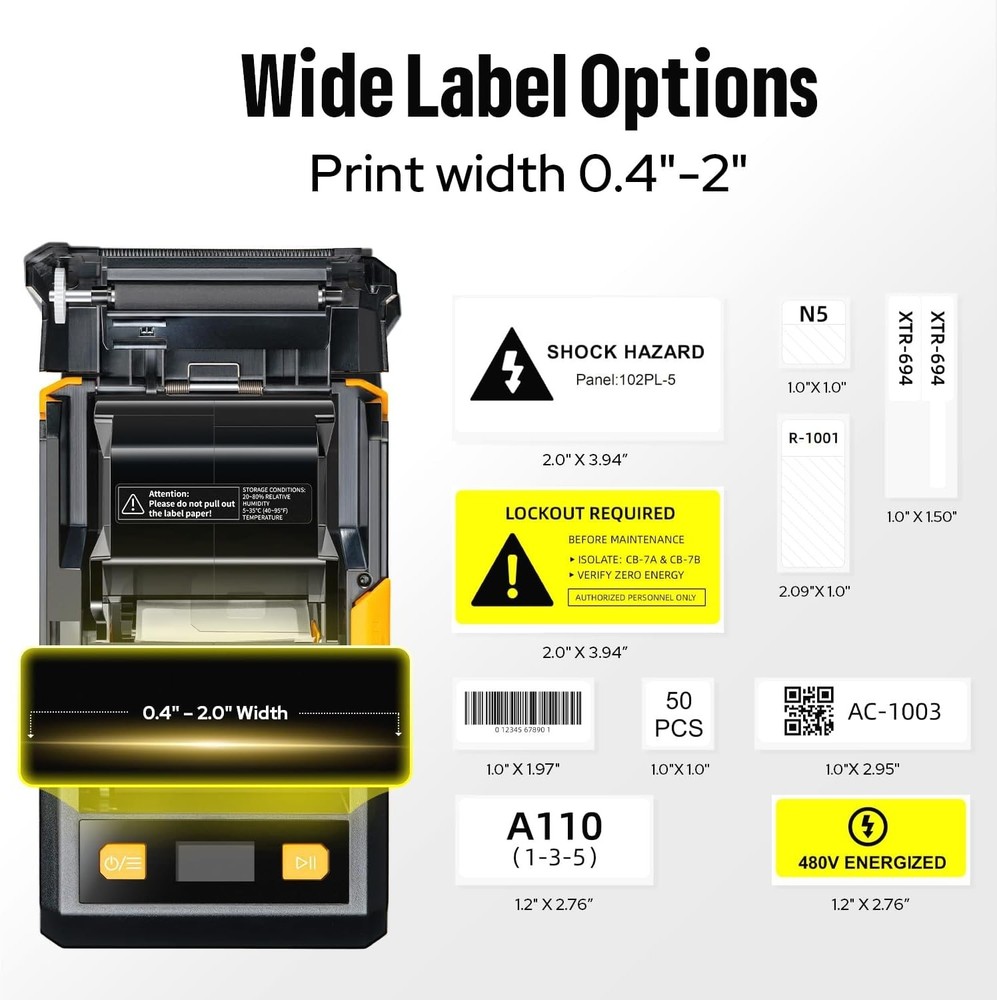 Label Maker Portable Bluetooth 2 Inch Printer for Job Sites Waterproof Durable