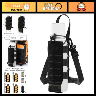 Modular Water Bottle Holder Pouch with Shoulder Strap for Fishing, Hiking, Trave