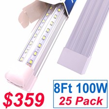 8Ft LED Shop Light 100W 4 Row 96 Inch Cooler Door Freezer LED Tube Fixture 25 PC