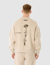G WEST FLOWER HAND CREWNECK - OXFORD TAN