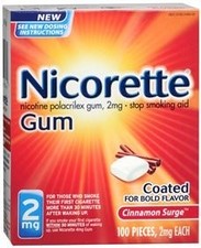 Nicorette Stop Smoking Aid, 2 mg Strength, Cinnamon Surge Box of 100 