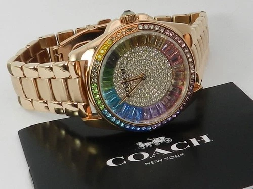 COACH Women's Greyson Rainbow Rose Gold-Tone Stainless Steel Watch 36mm