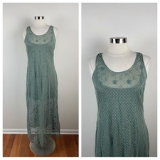 Universal Thread Green Maxi Sleeveless Lace Floral Dress Sheer Women Small